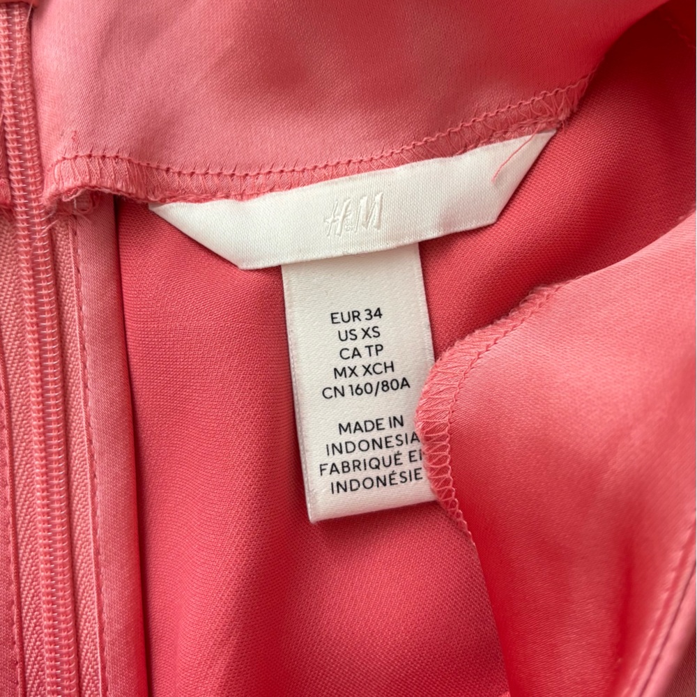 H&M Satin Vibrant Pink Long Sleeve Dress - Picture 6 of 7